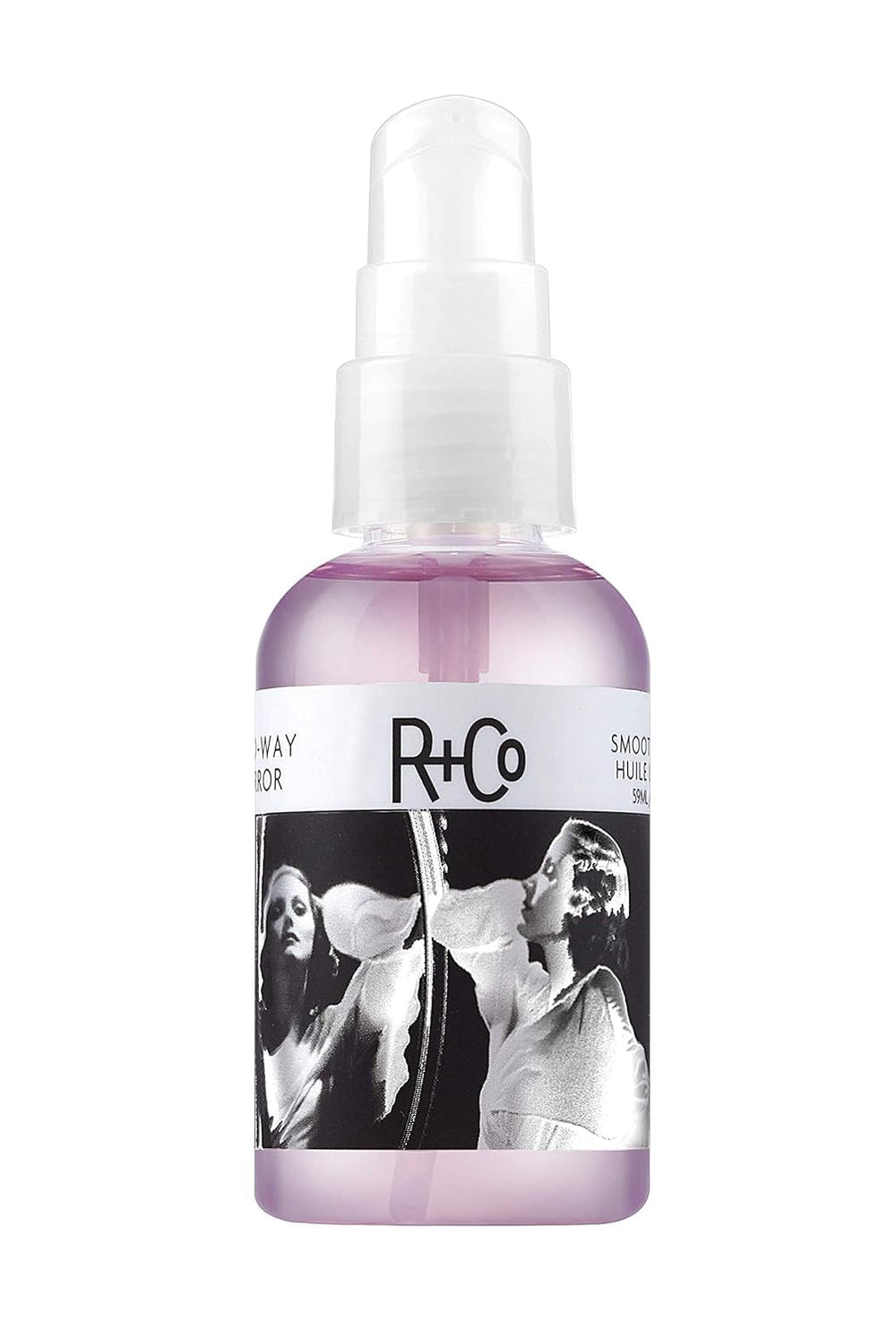 R+Co Two Way Mirror smoothing oil bottle pour for light-reflecting shine.