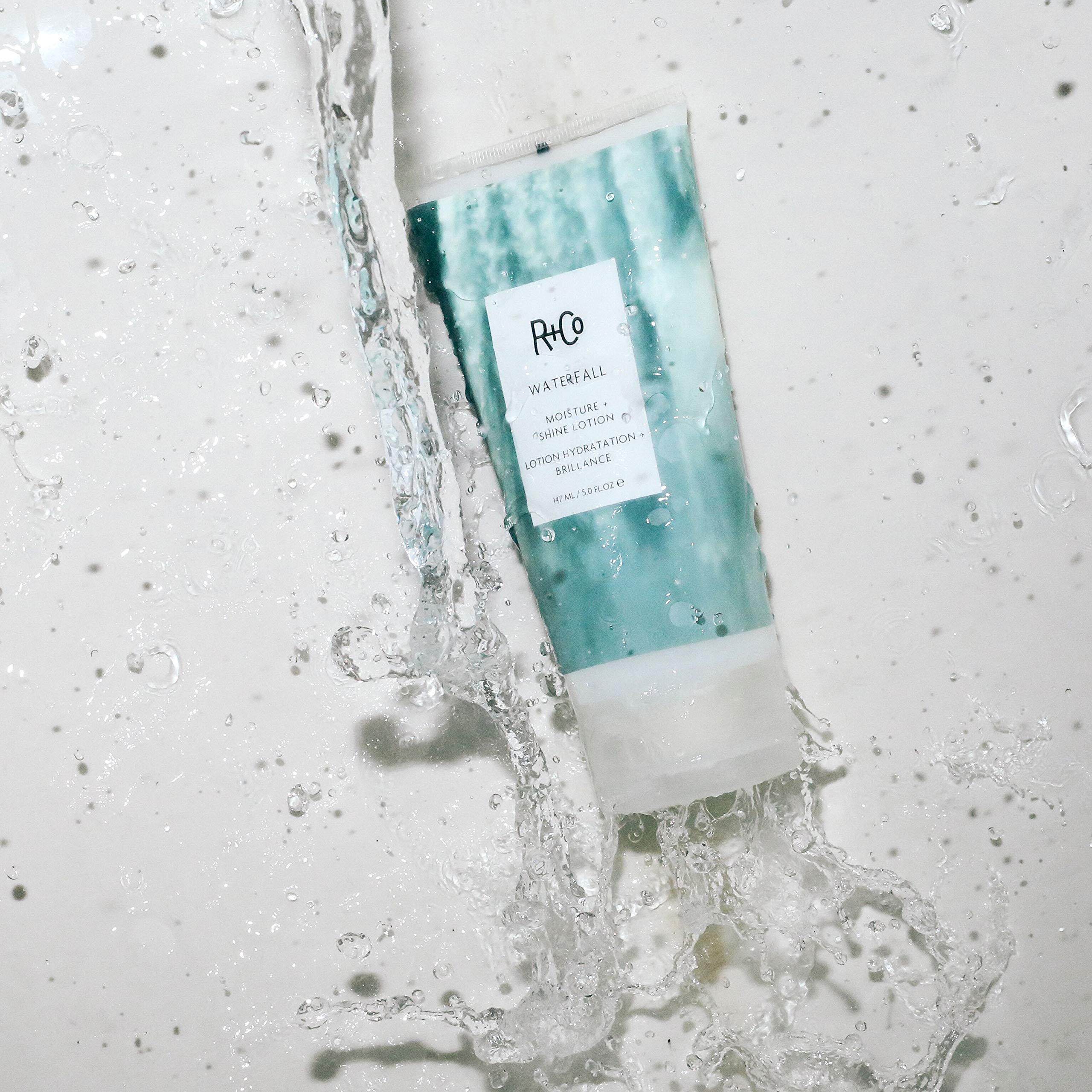 R+Co Waterfall hair-gloss closeup highlights shine and softness