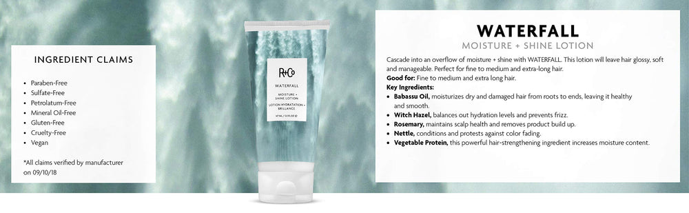 R+Co Waterfall on wet hair demonstrates detangling hydration