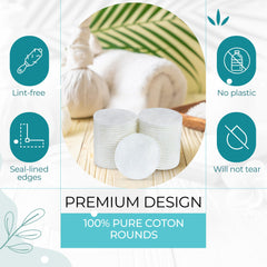 R-NEU Premium cotton rounds 100% cotton for pure, soft skin contact.