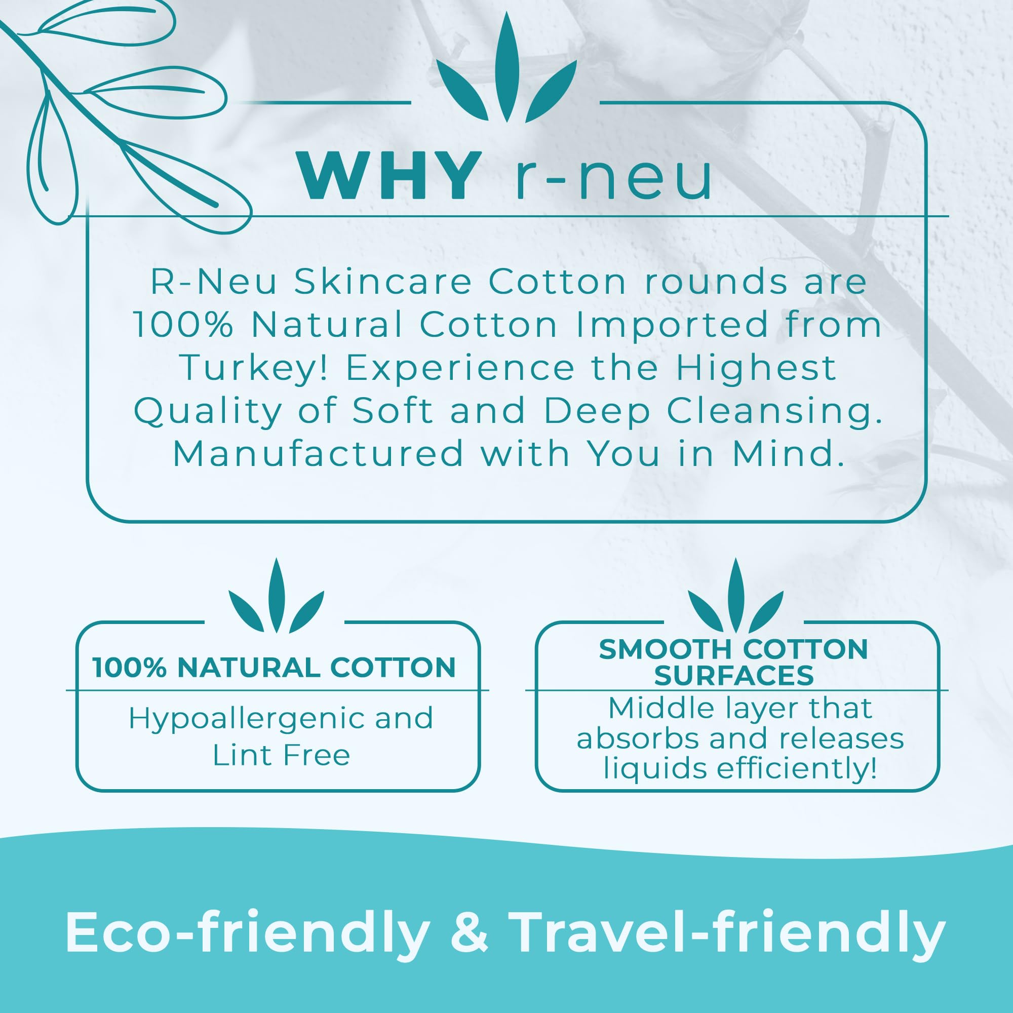 R-NEU Premium cotton rounds four-pack ready for bathroom use.