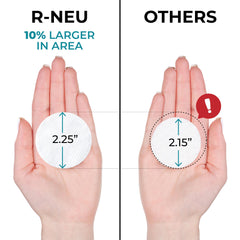 R-NEU Premium cotton rounds waffle texture close-up for gentle cleansing.