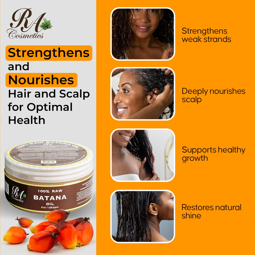RA COSMETICS Batana Oil color-protection shot suggests enhanced natural hue and shine.
