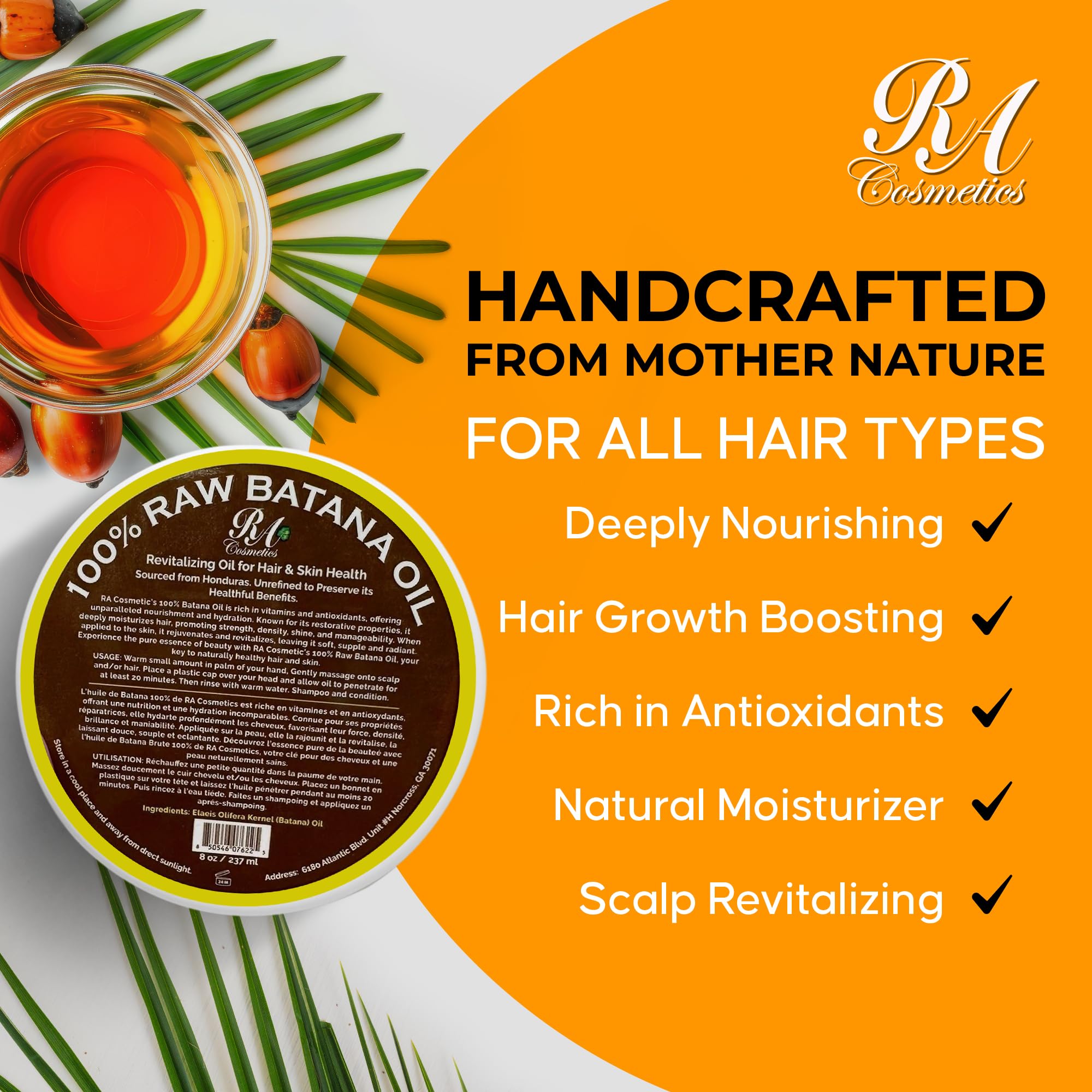 RA COSMETICS Batana Oil on hair reveals smoother strands and reduced breakage risk.
