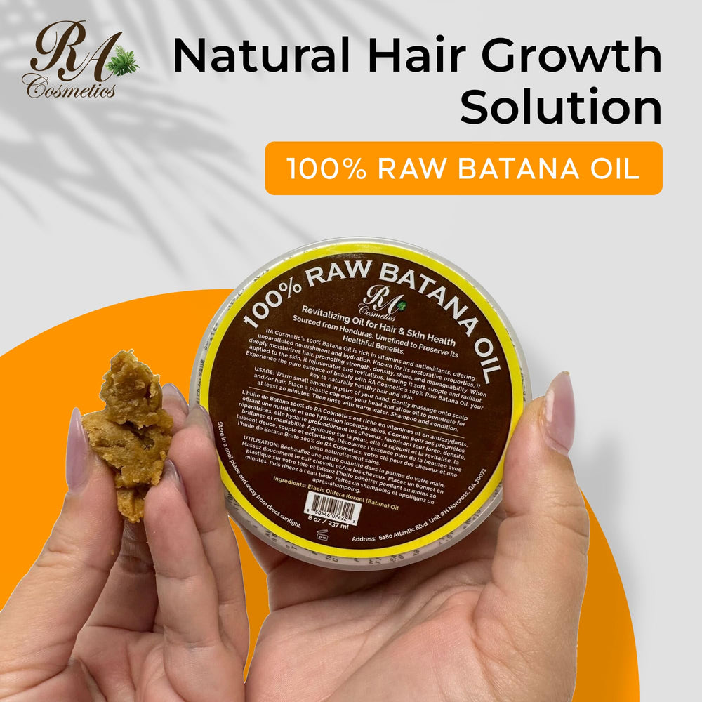 RA COSMETICS Batana Oil pour highlights easy application to combat dryness and frizz.