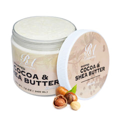 RA COSMETICS Whipped Cocoa and Shea Butter unscented jar shows deep hydration for dry skin