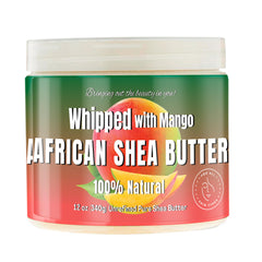 RA COSMETICS whipped shea butter mango jar front view promotes radiant skin and soft hair.