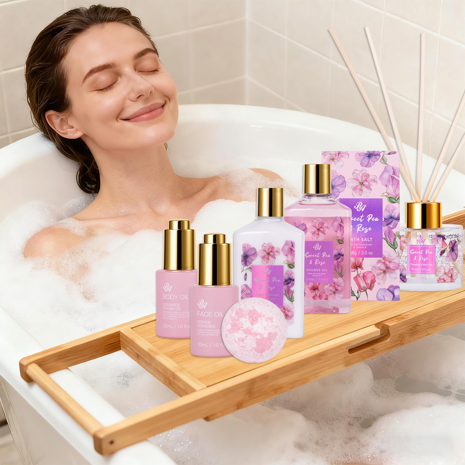 RA ROSA ACCA bath bombs display for luxurious soak