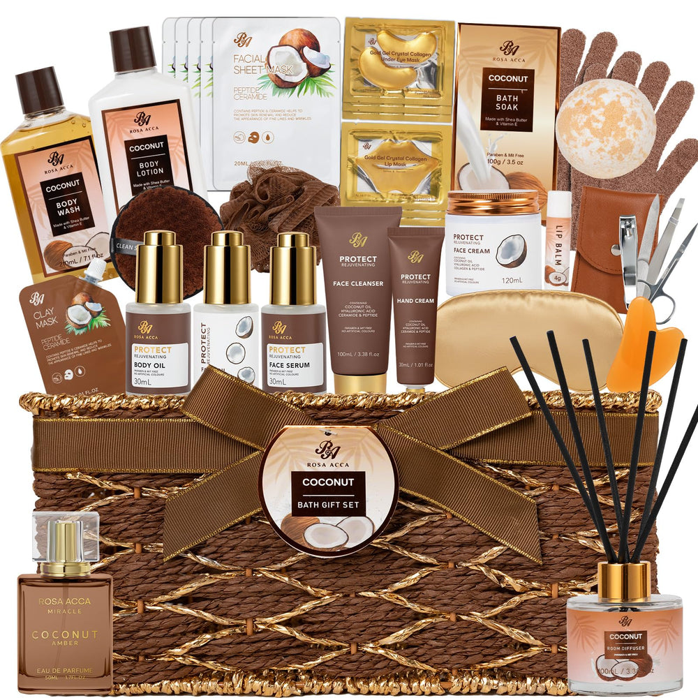 RA ROSA ACCA coconut-vanilla gift basket for at-home spa and gifting