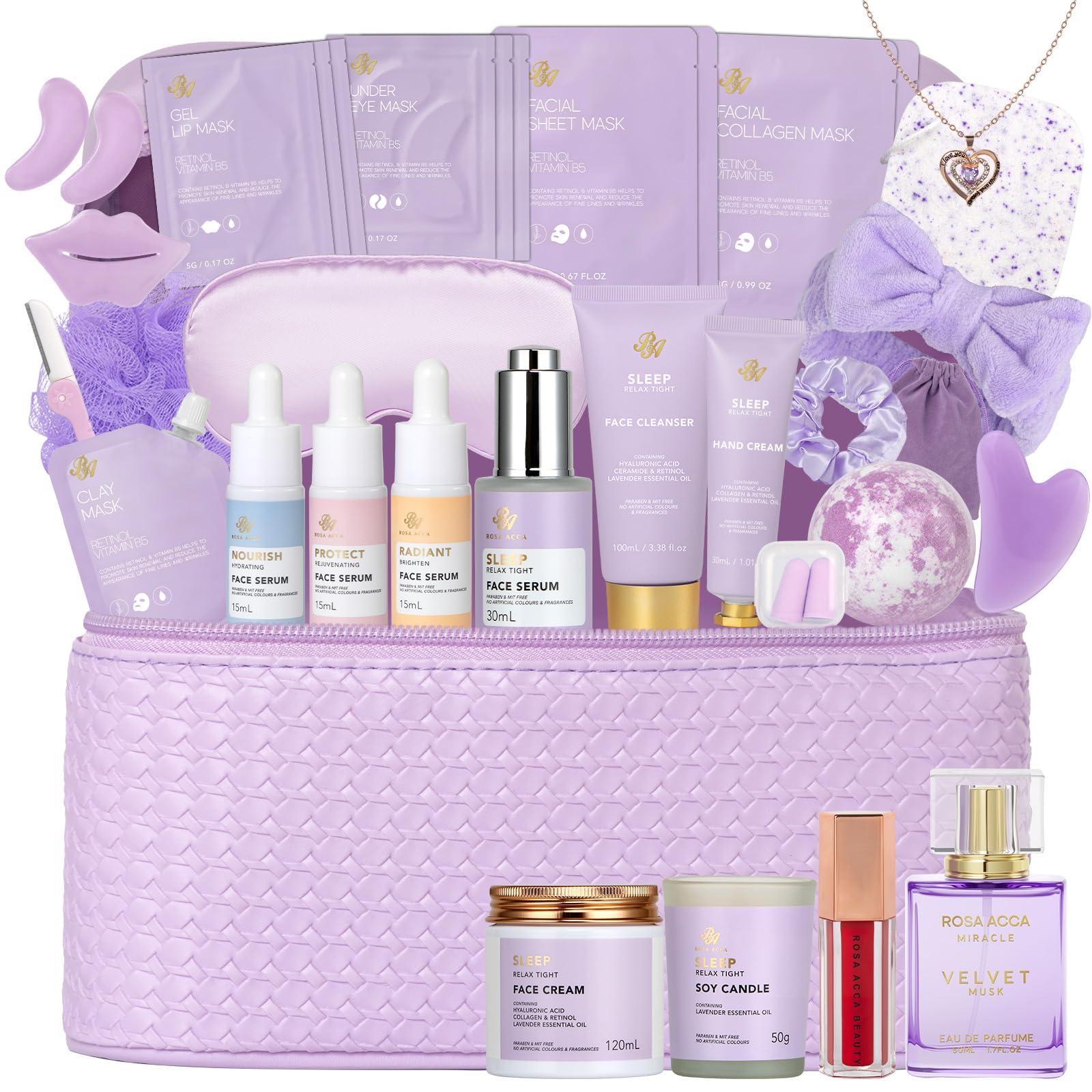RA ROSA ACCA lavender gift set box showcasing a luxurious pampering experience.