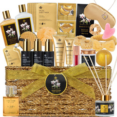 RA ROSA ACCA Orchid Spa Gift Basket front view for gifting and pampering