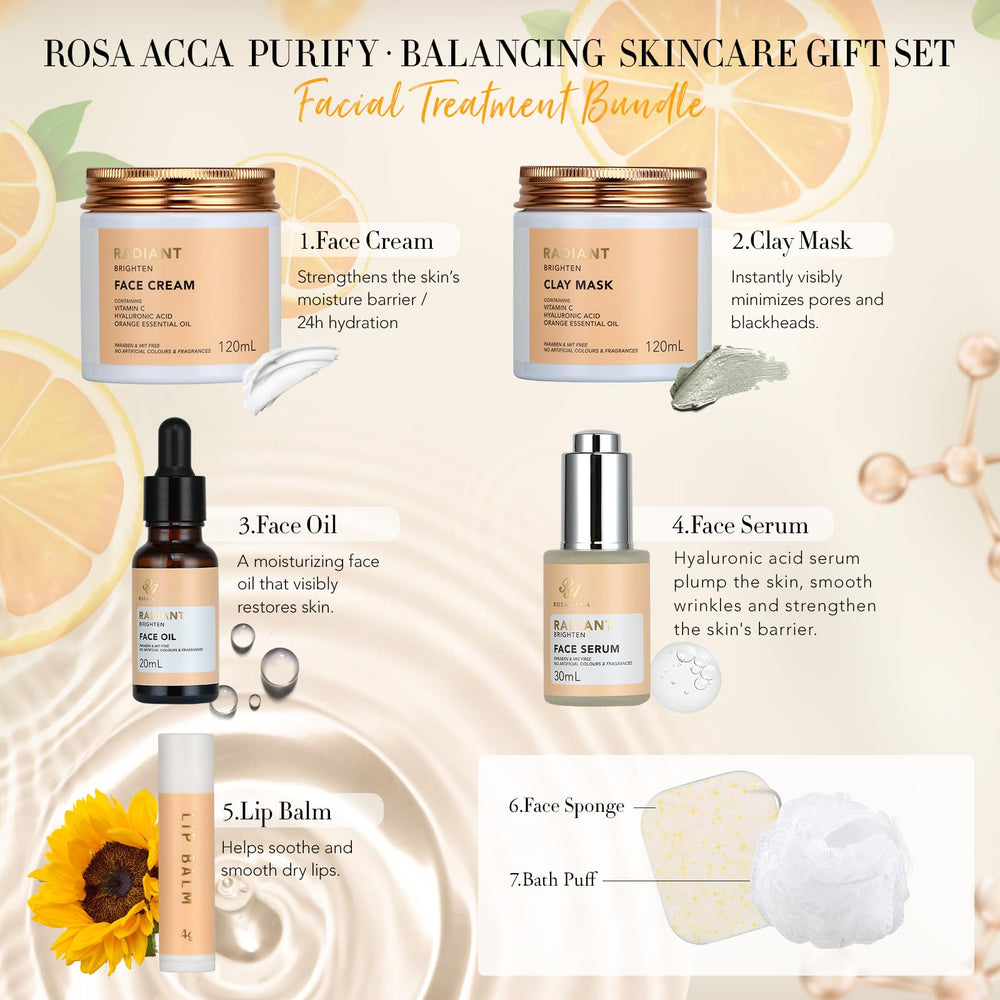 RA ROSA ACCA skin care set box-open displays contents for a complete home spa routine