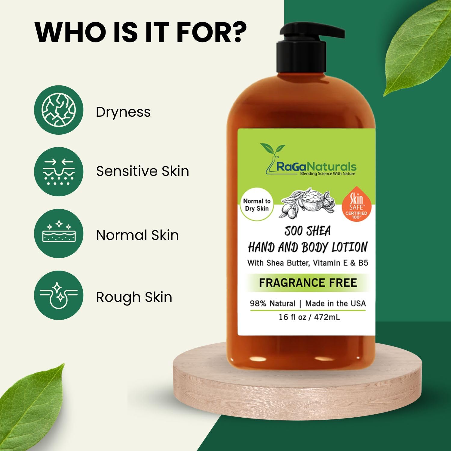 RaGaNaturals unscented lotion packaging on shelf.