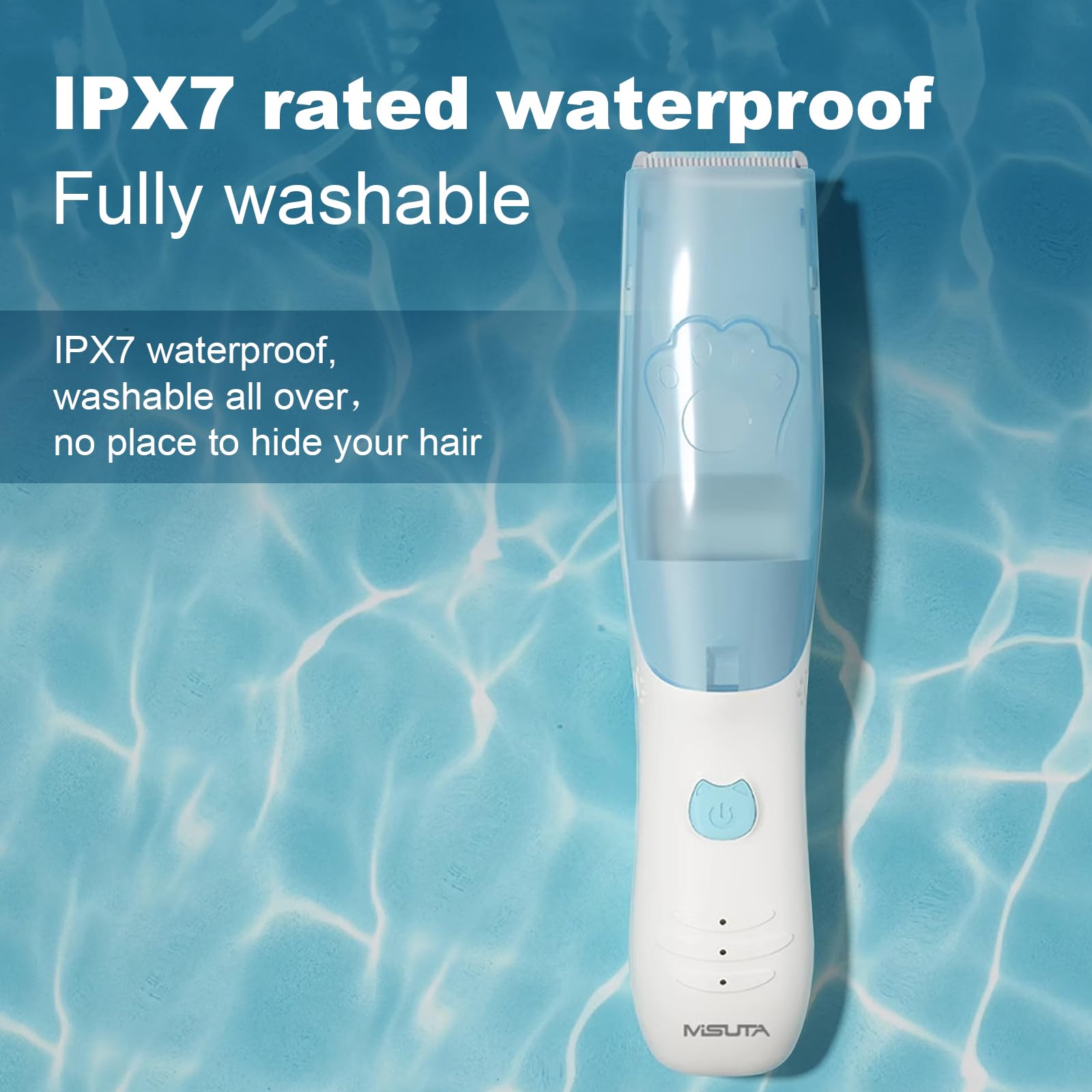 Rabbitcozy IPX7 waterproof design allows easy rinsing after grooming.