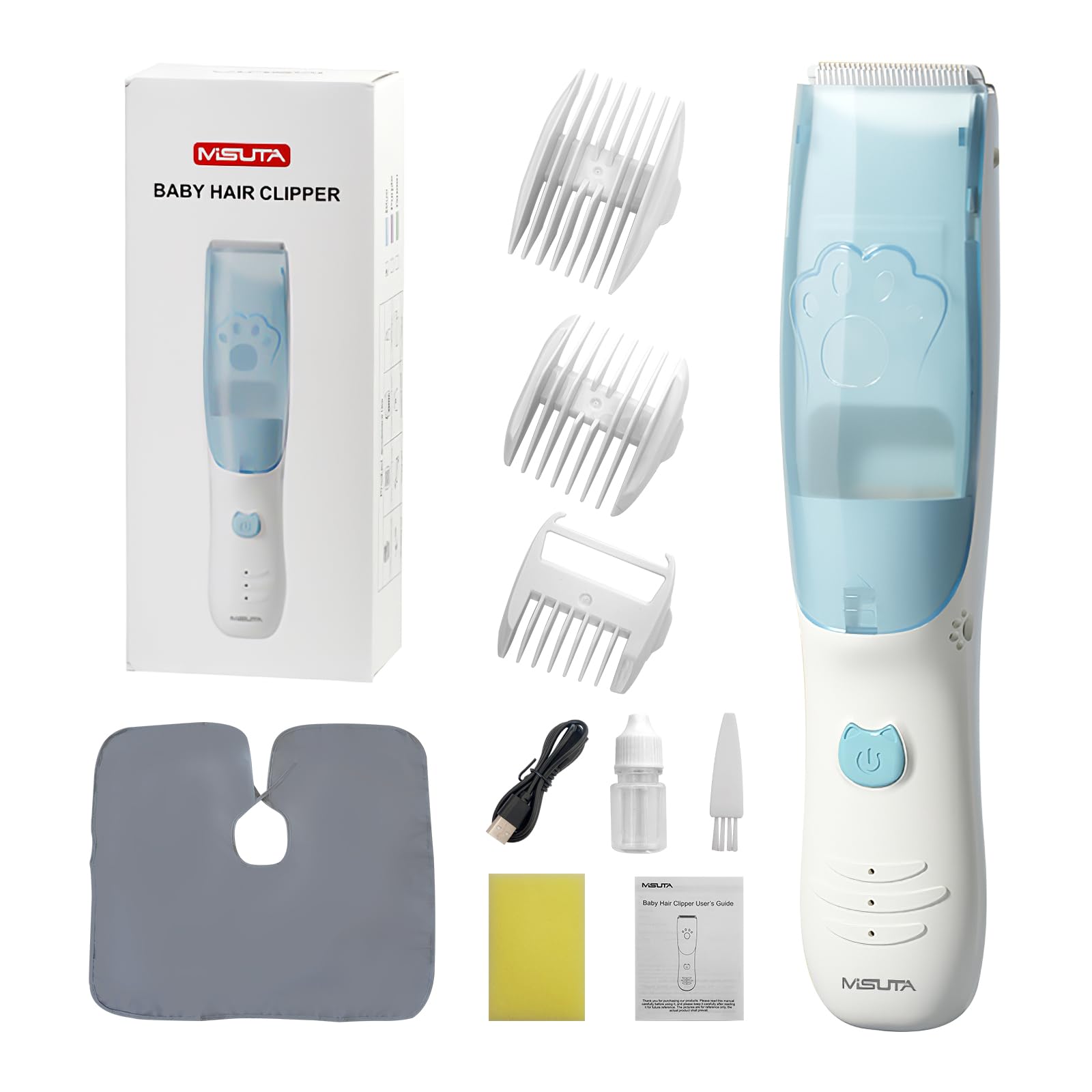 Rabbitcozy vacuum baby hair clipper modes shown for quick, mess-free trims.