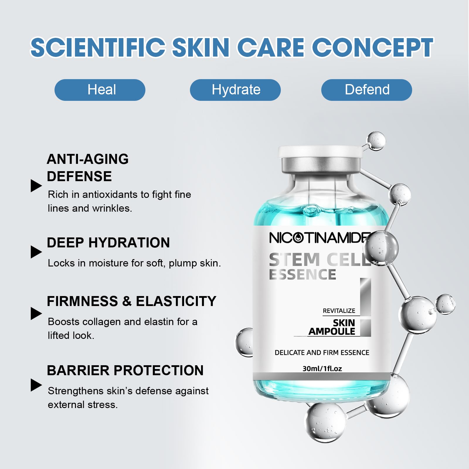 Racgrul Stem Cell Serum hydration close-up highlights moisture-rich skin renewal.