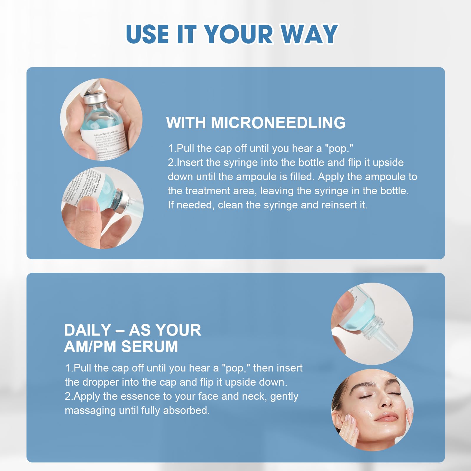 Racgrul Stem Cell Serum microneedling-friendly use demonstrated on calm skin.