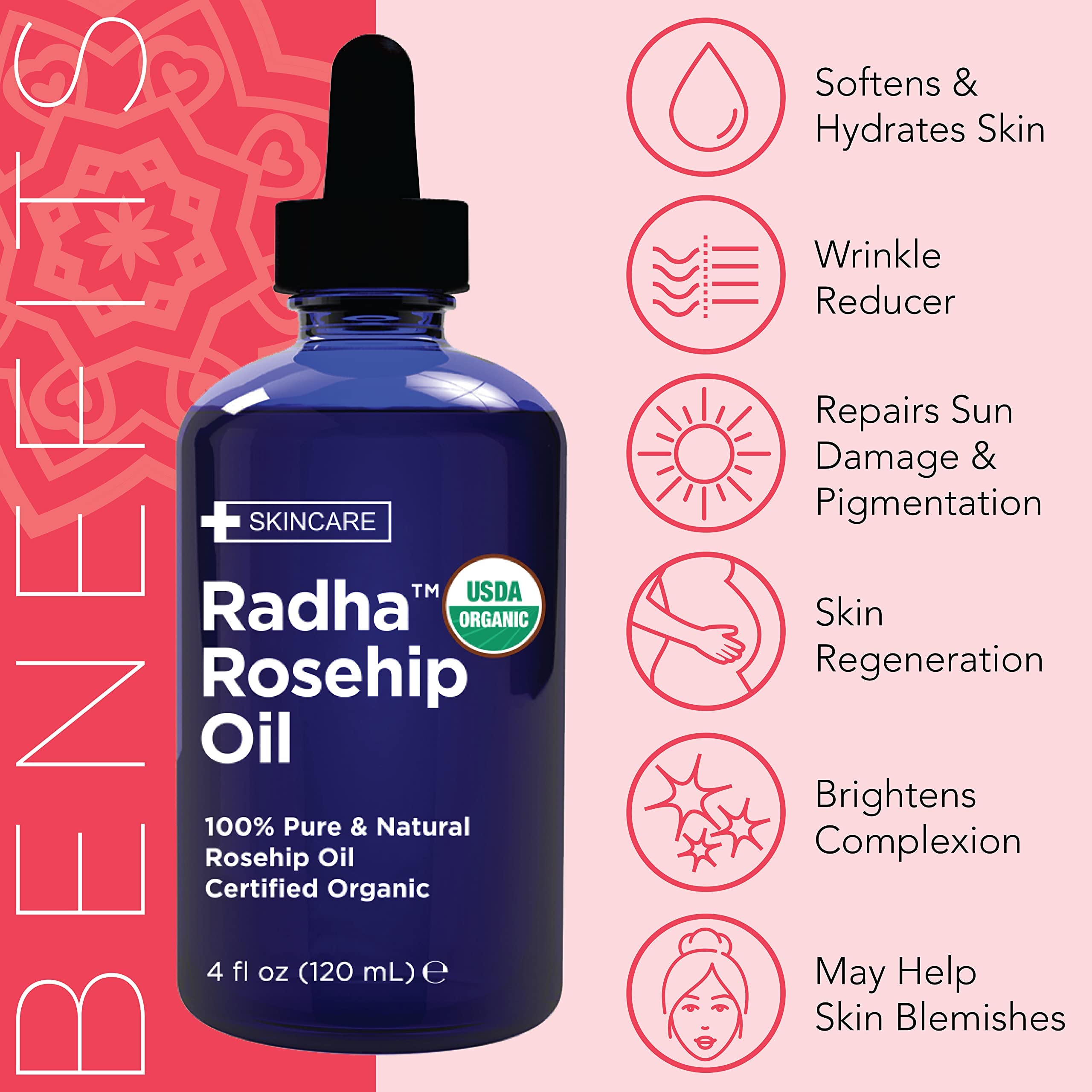 Radha Beauty Rosehip Seed Oil nails and cuticles care.