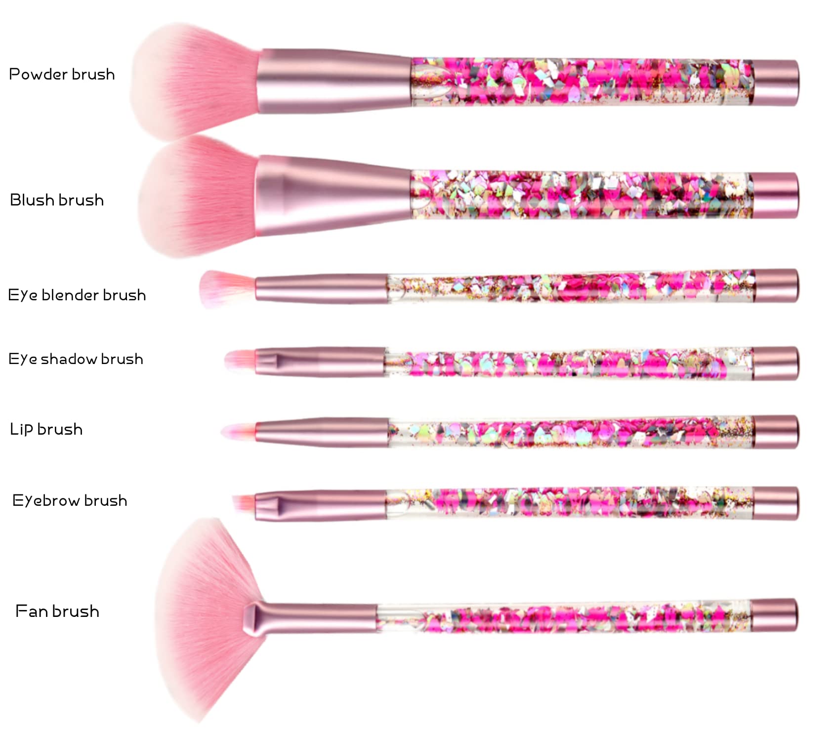 RAEEIKPHZ 7pc makeup brush set includes foundation, blush, powder, and more.