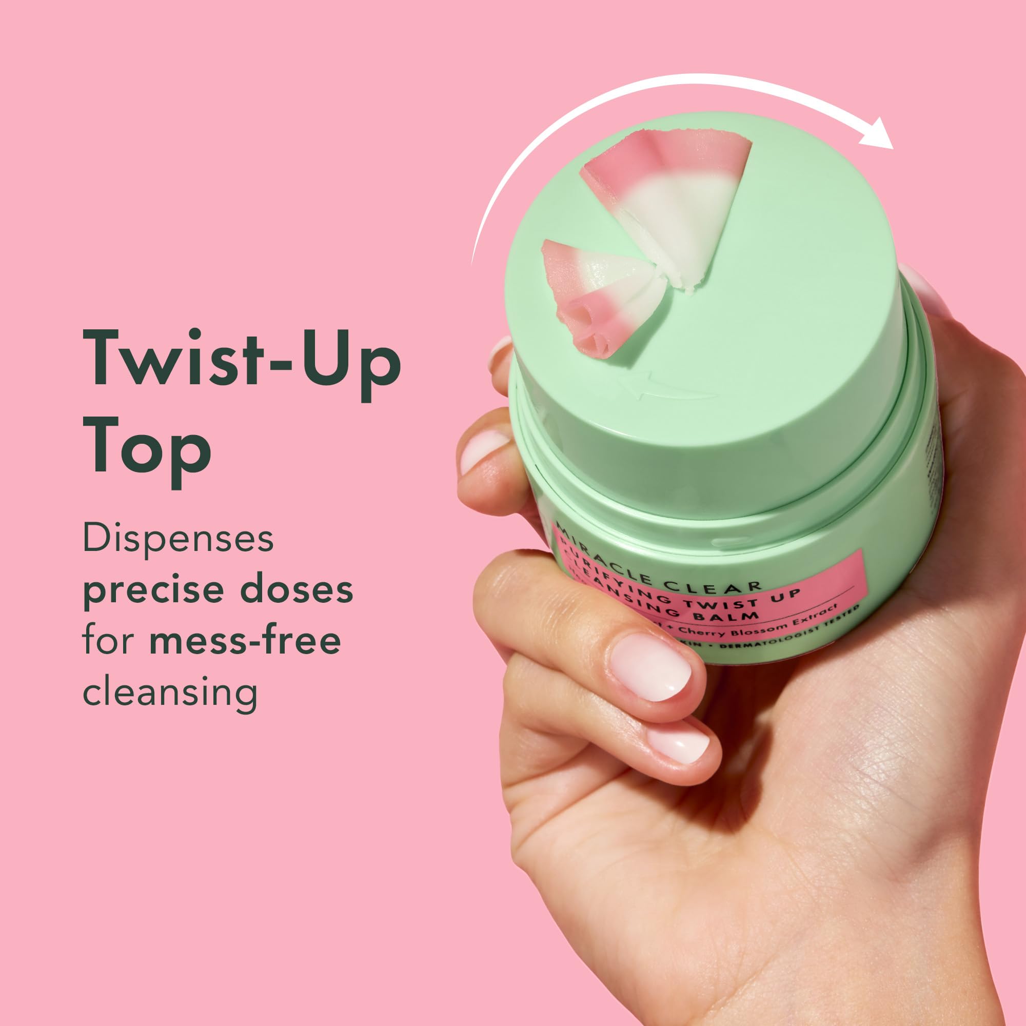 Rael balm texture close-up reveals creamy consistency for gentle cleansing.