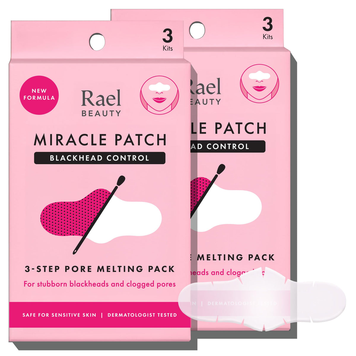 Rael Blackhead Remover nose-strip pack: clear pores with gentle K-beauty technology.