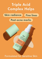 Rael Miracle Clear application steps image demonstrates a quick three-minute exfoliation