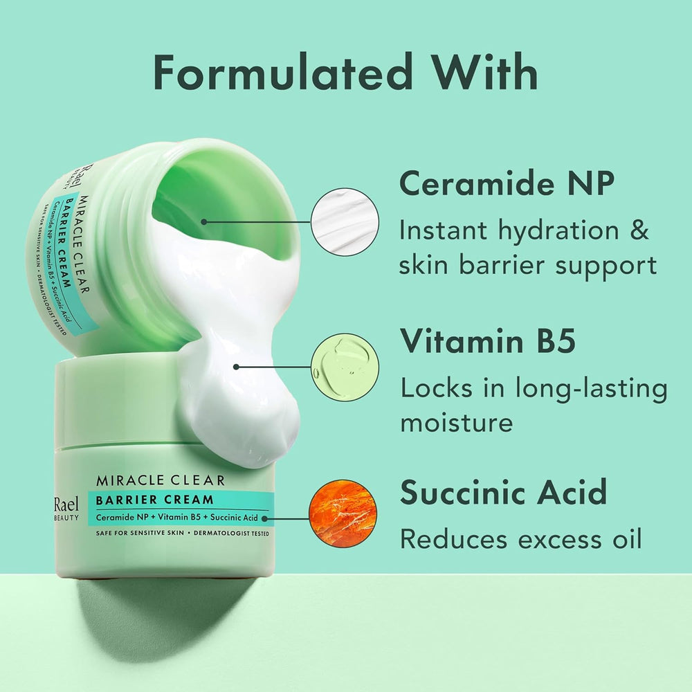 Rael Face Moisturizer ceramide visual illustrating barrier-supporting skincare benefits.