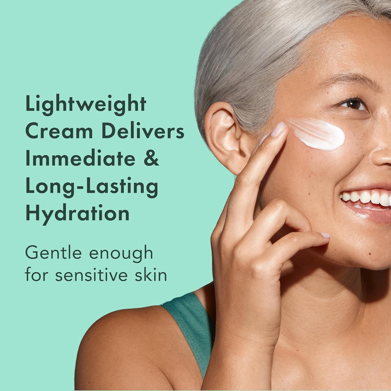 Rael Face Moisturizer cream swatch highlighting silky texture ideal for oil control.