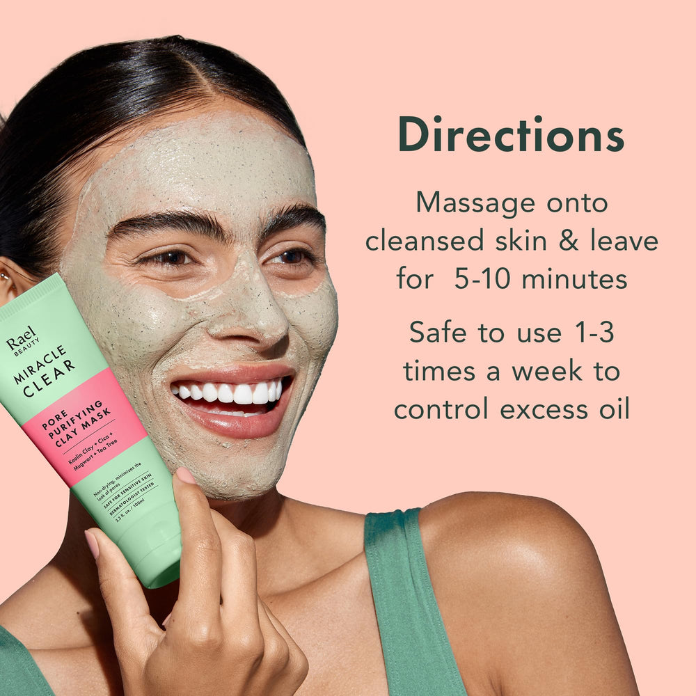 Rael Miracle Clear Clay Mask glycerin and panthenol hydration on skin