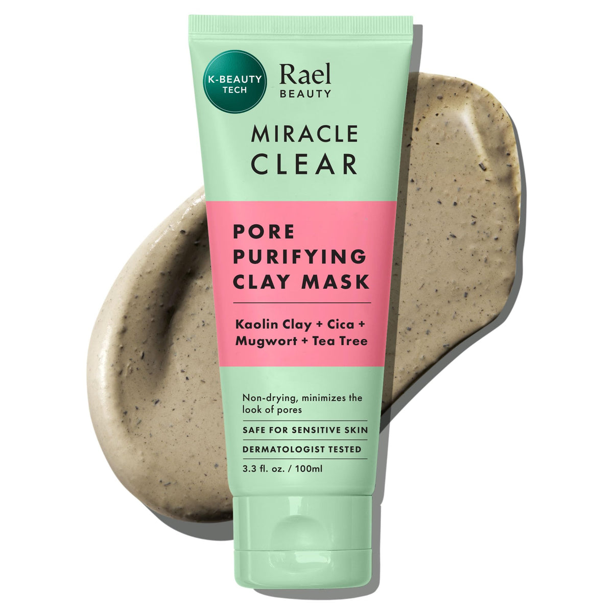 Rael Miracle Clear Clay Mask pore close-up shows refined pores and clarity