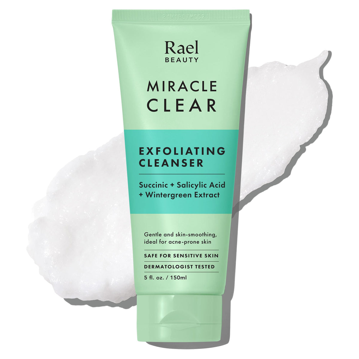 Rael Miracle Clear face wash bottle for daily exfoliating cleanse benefiting oily, blemish-prone skin