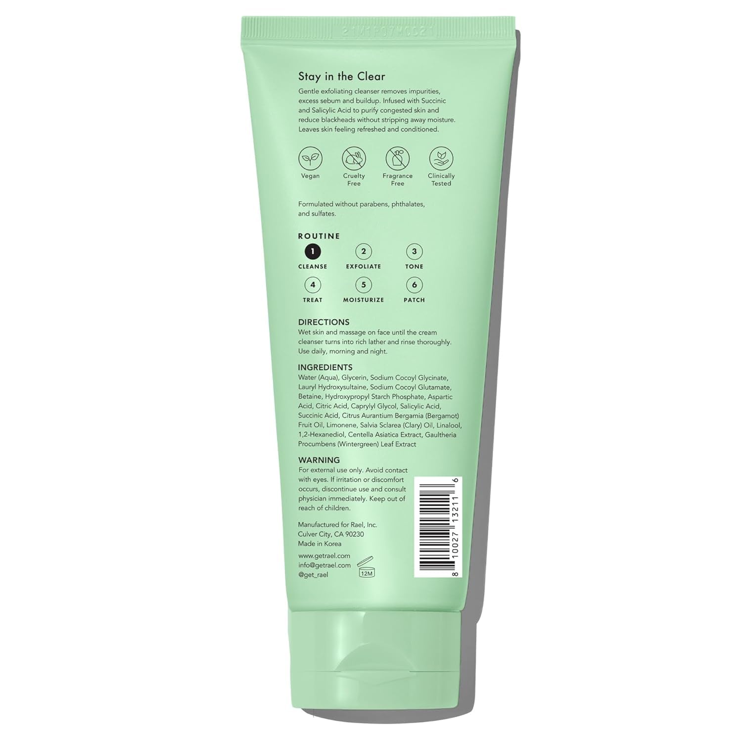 Rael Miracle Clear skin texture improvement closeup after wash