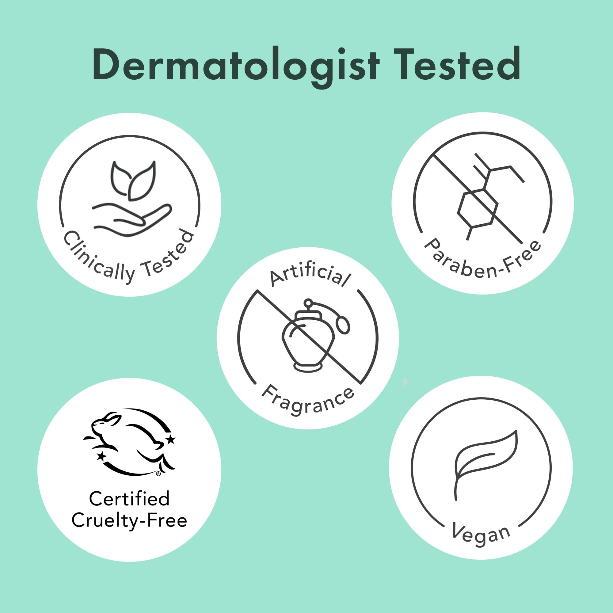 Rael Miracle Clear Spot Gel ingredient icons featuring succinic acid and tea tree