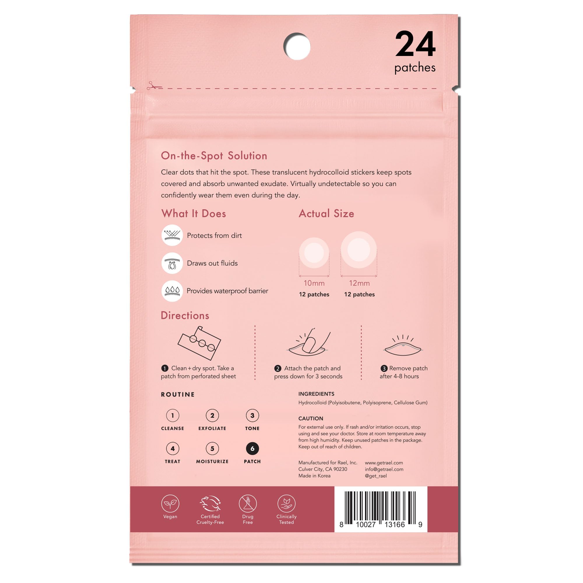 Rael Pimple Patches 24-count pack ready for multiple blemishes.