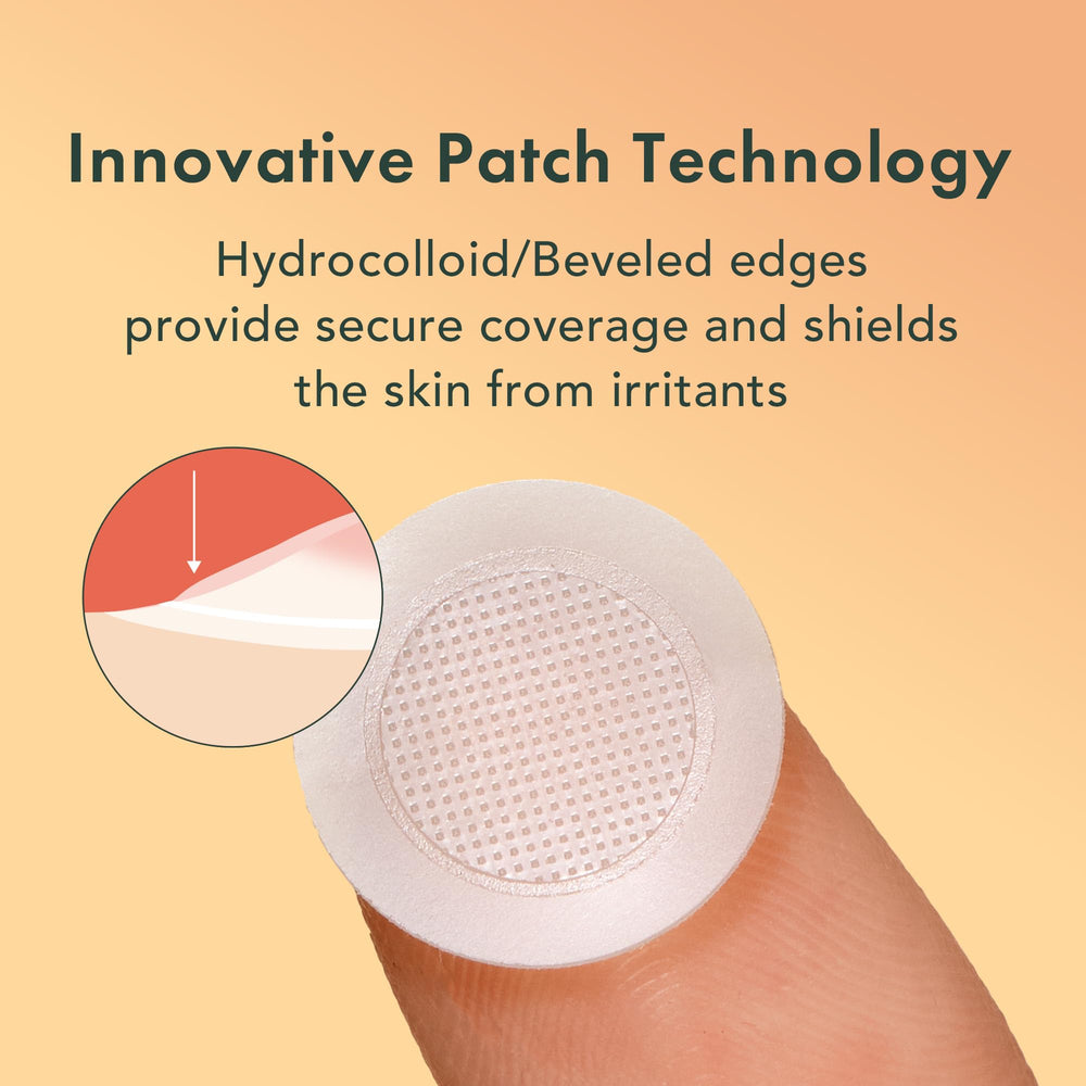 Rael pimple patches texture close-up highlighting flexible, invisible wear.