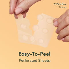 Rael pimple patches on-face close-up demonstrating breathable hydrocolloid coverage.