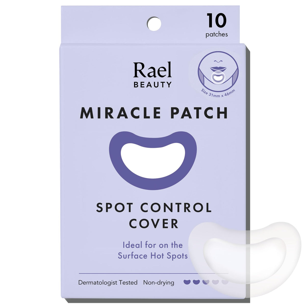 Rael pimple patches closeup shows discreet hydrocolloid protection for breakouts.