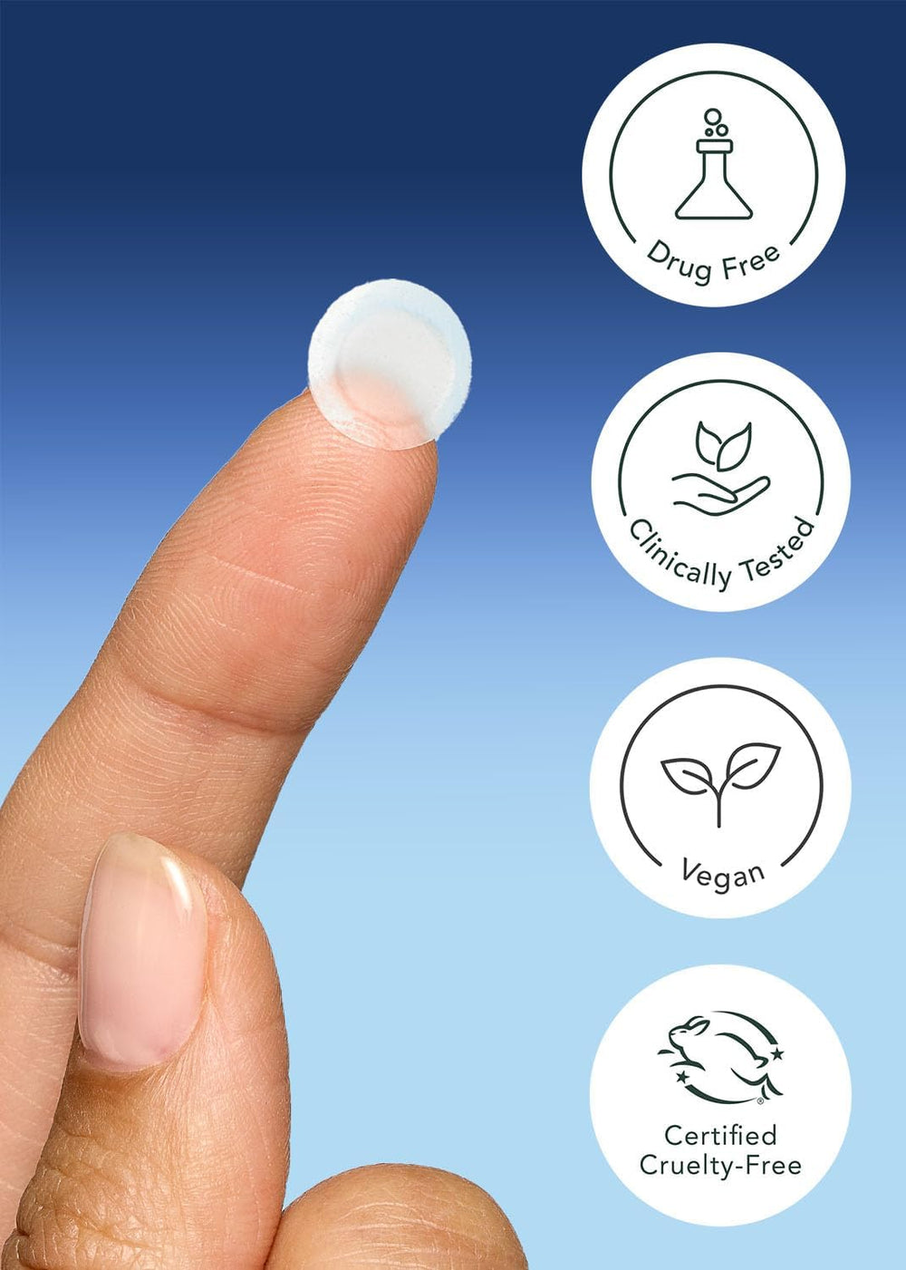 Rael pimple patches on skin surface protecting blemish while it heals.