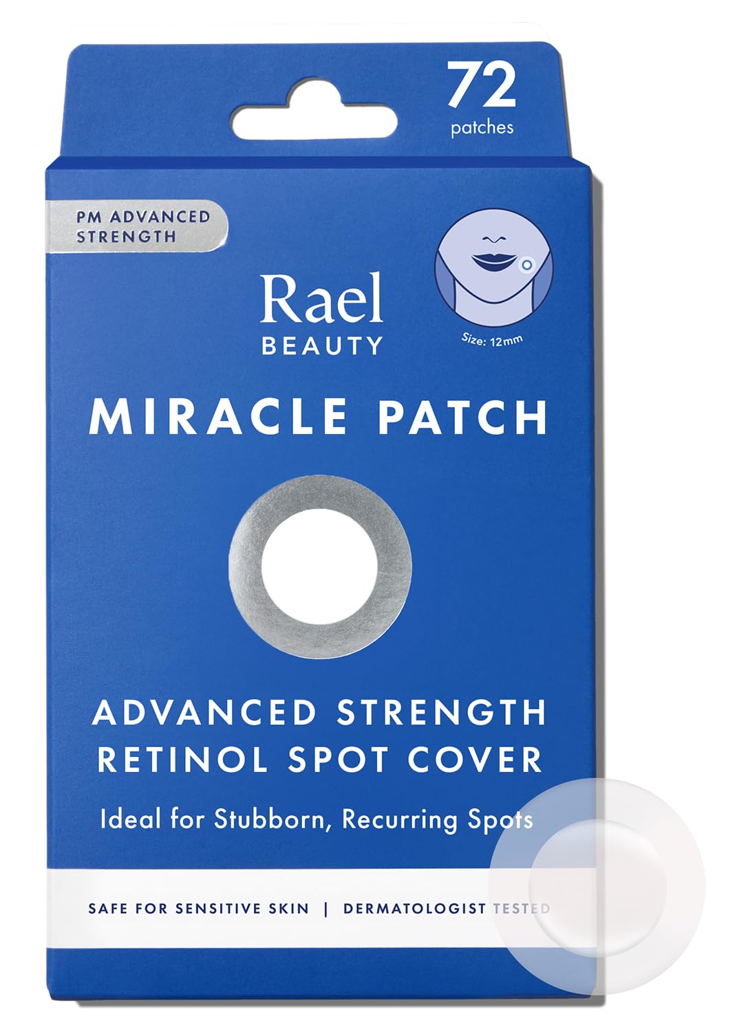 Rael pimple patches applied on a face blemish for targeted absorption and clearer skin.