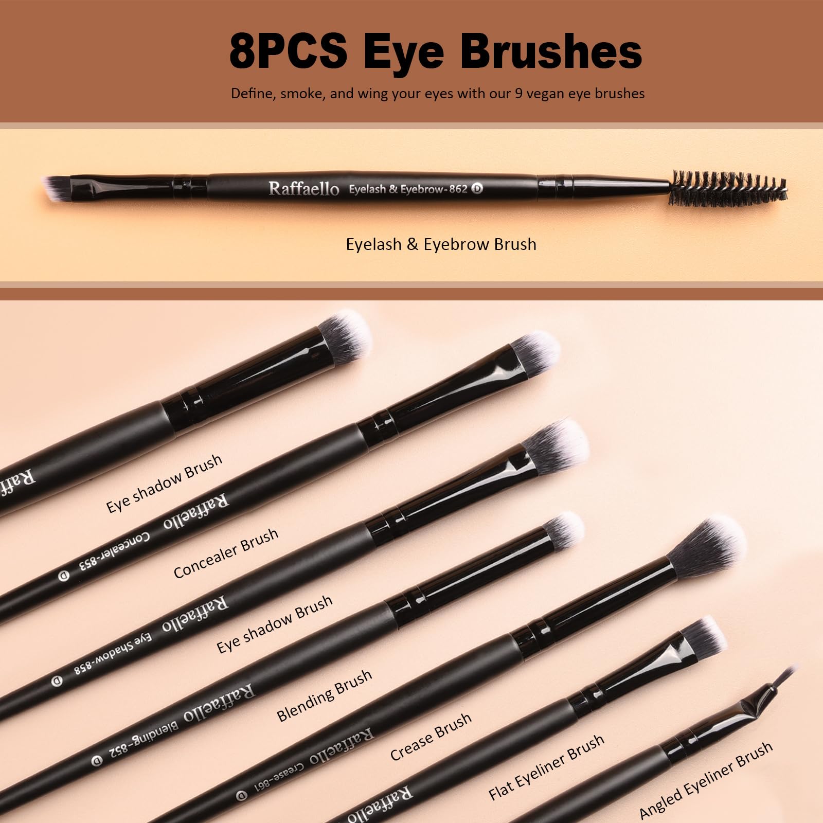 Raffaello vegan cruelty-free bristles offer soft, long-lasting blending.