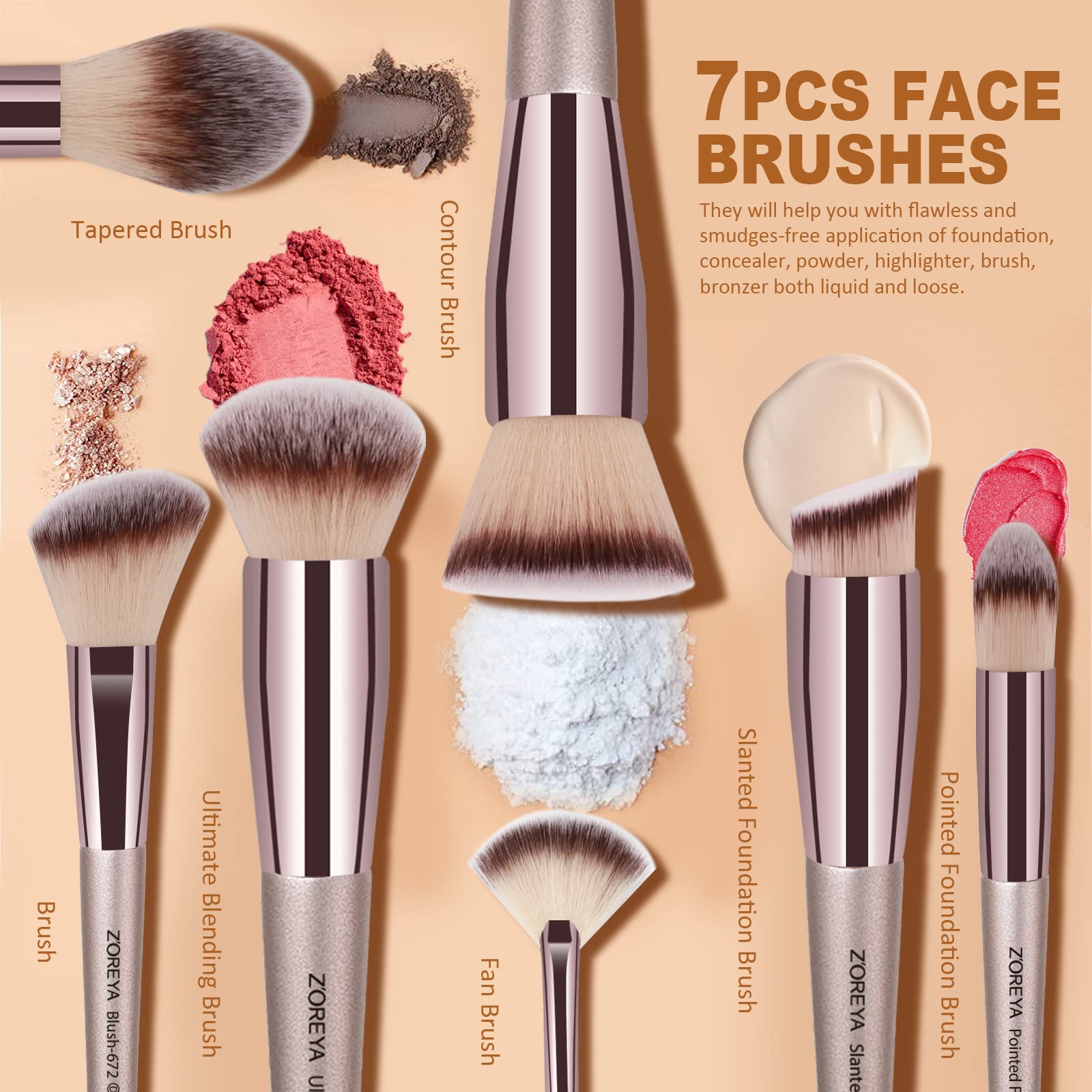 Raffaello ZOREYA foundation and concealer brushes apply smooth, flawless coverage with minimal shedding.