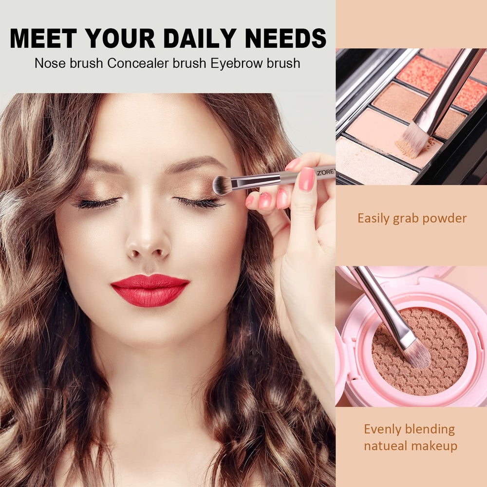 Raffaello ZOREYA precision eyeshadow brushes blend seamlessly for contouring and highlighting.