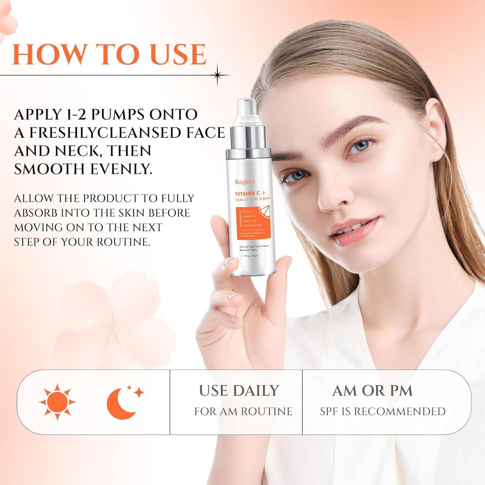 Ragkun ferulic-acid enriched formula emphasizes antioxidants and brightness support.