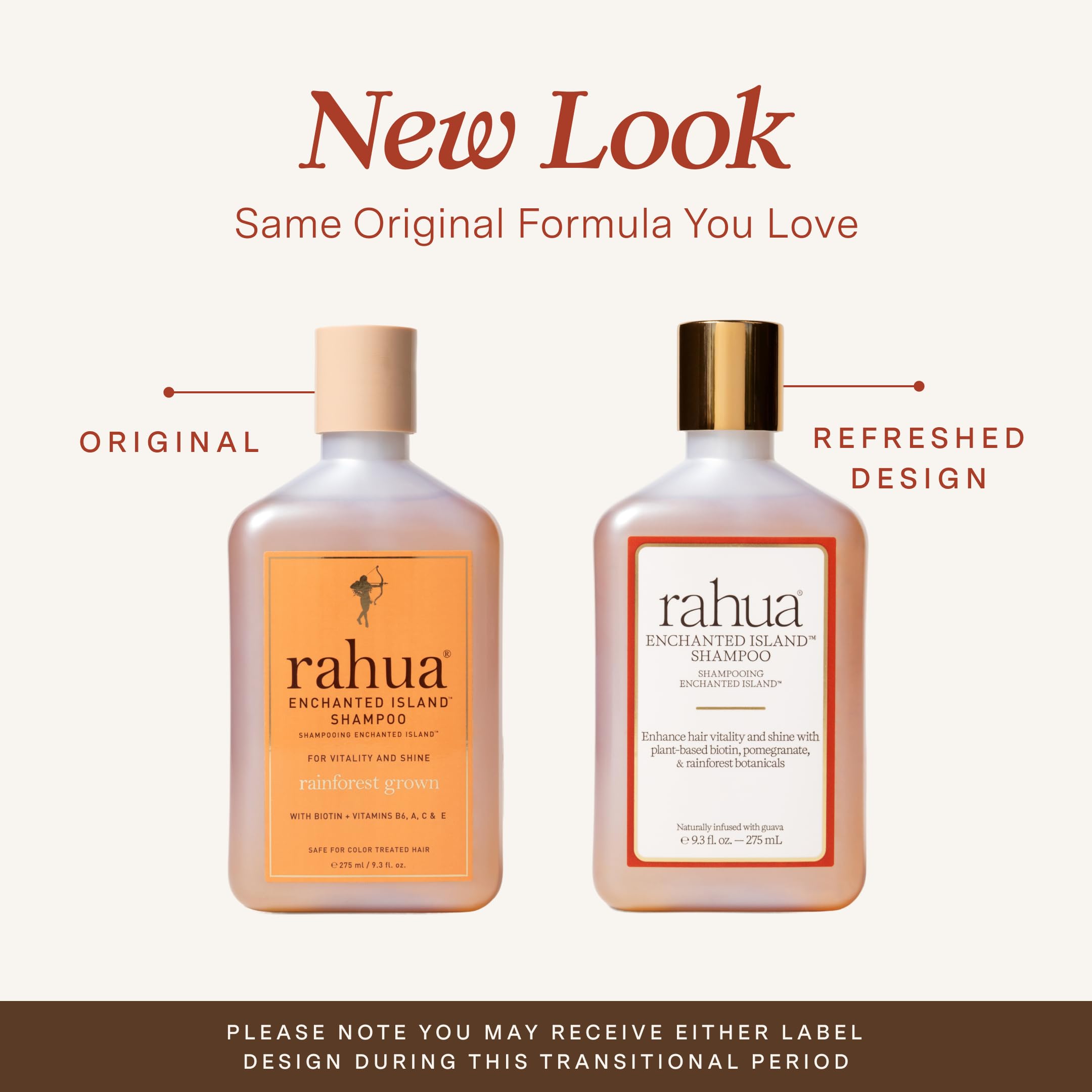 Rahua Enchanted Island Shampoo packaging emphasizes sulfate-free, sustainable vegan care.