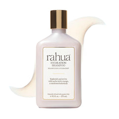 Rahua Hydration Shampoo bottle portrayal showcases sulfate-free cleansing for dry hair.