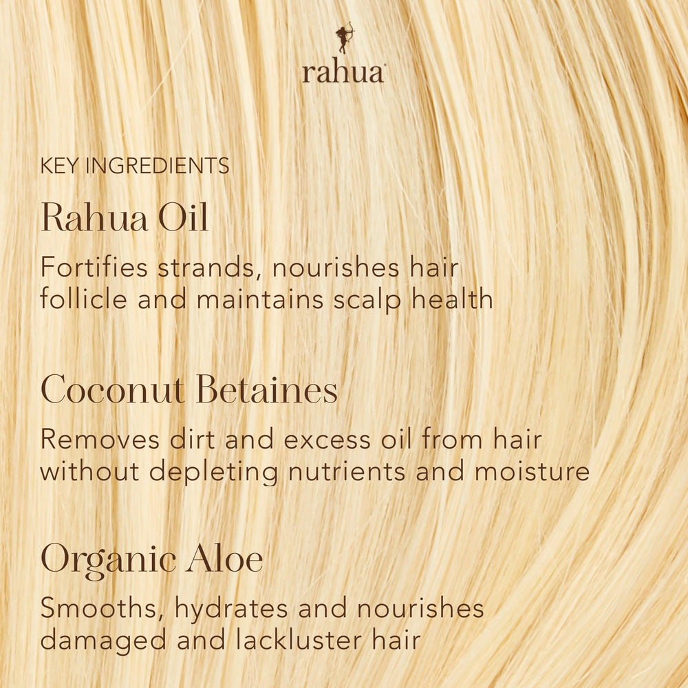 Rahua quinoa protein illustration highlights hair strengthening and manageability.