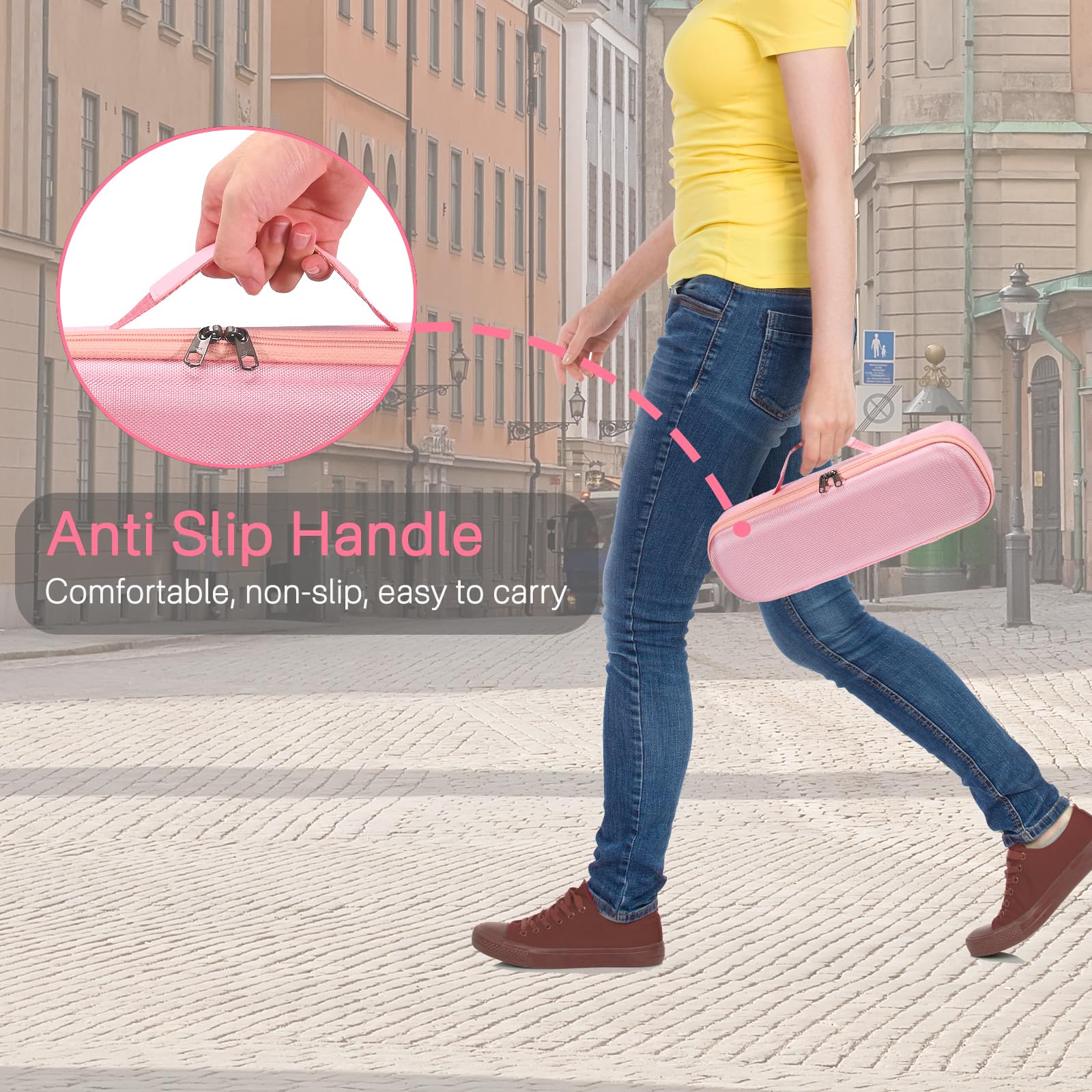 RAIACE anti-slip side handle close-up demonstrates comfortable carrying grip.