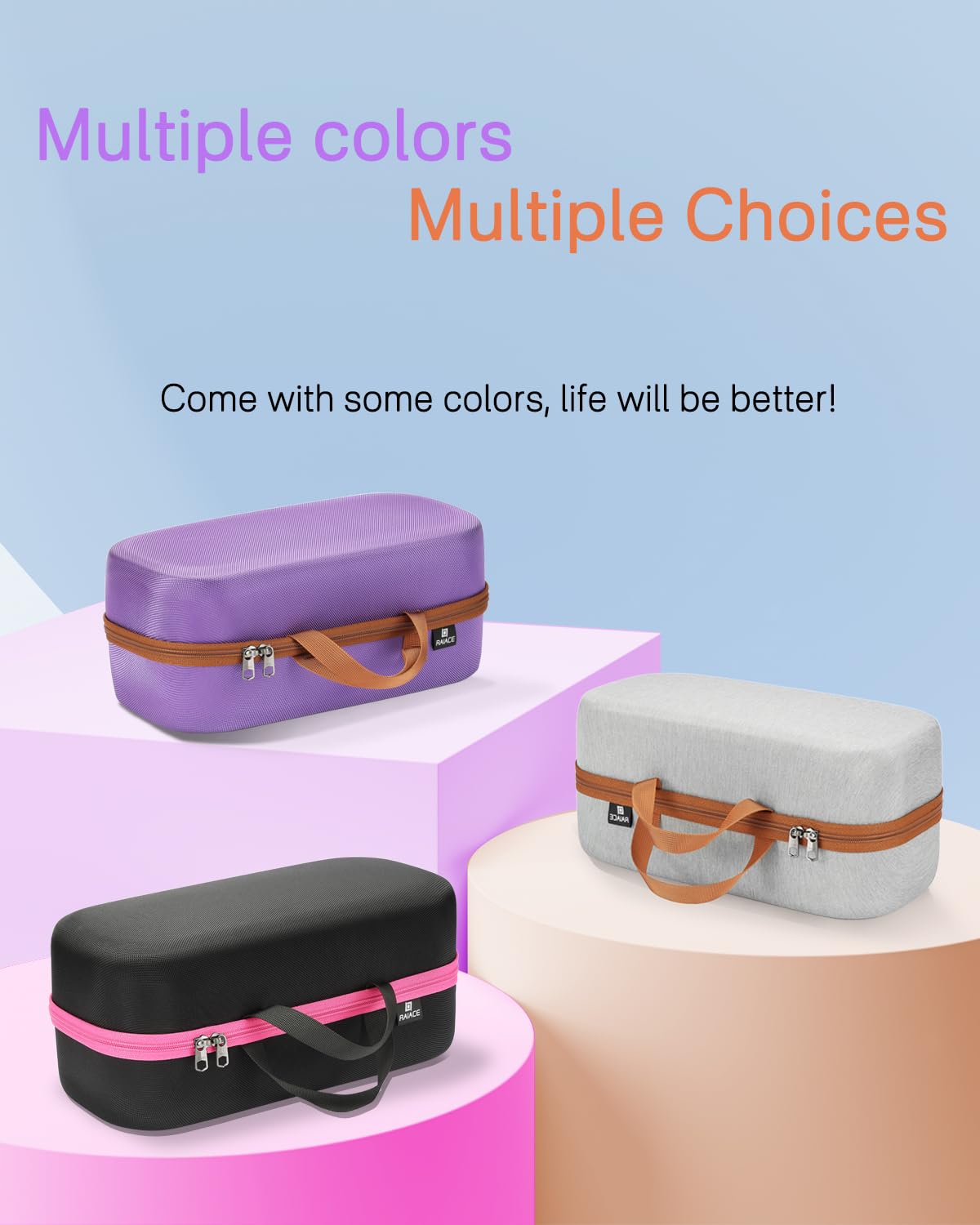 RAIACE travel-friendly storage case simplifies packing at home or on trips.