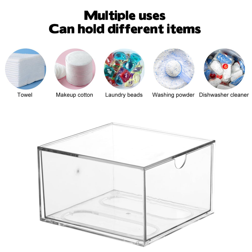 Rainmae disposable face towel holder demonstrates compact storage ideal for small countertops