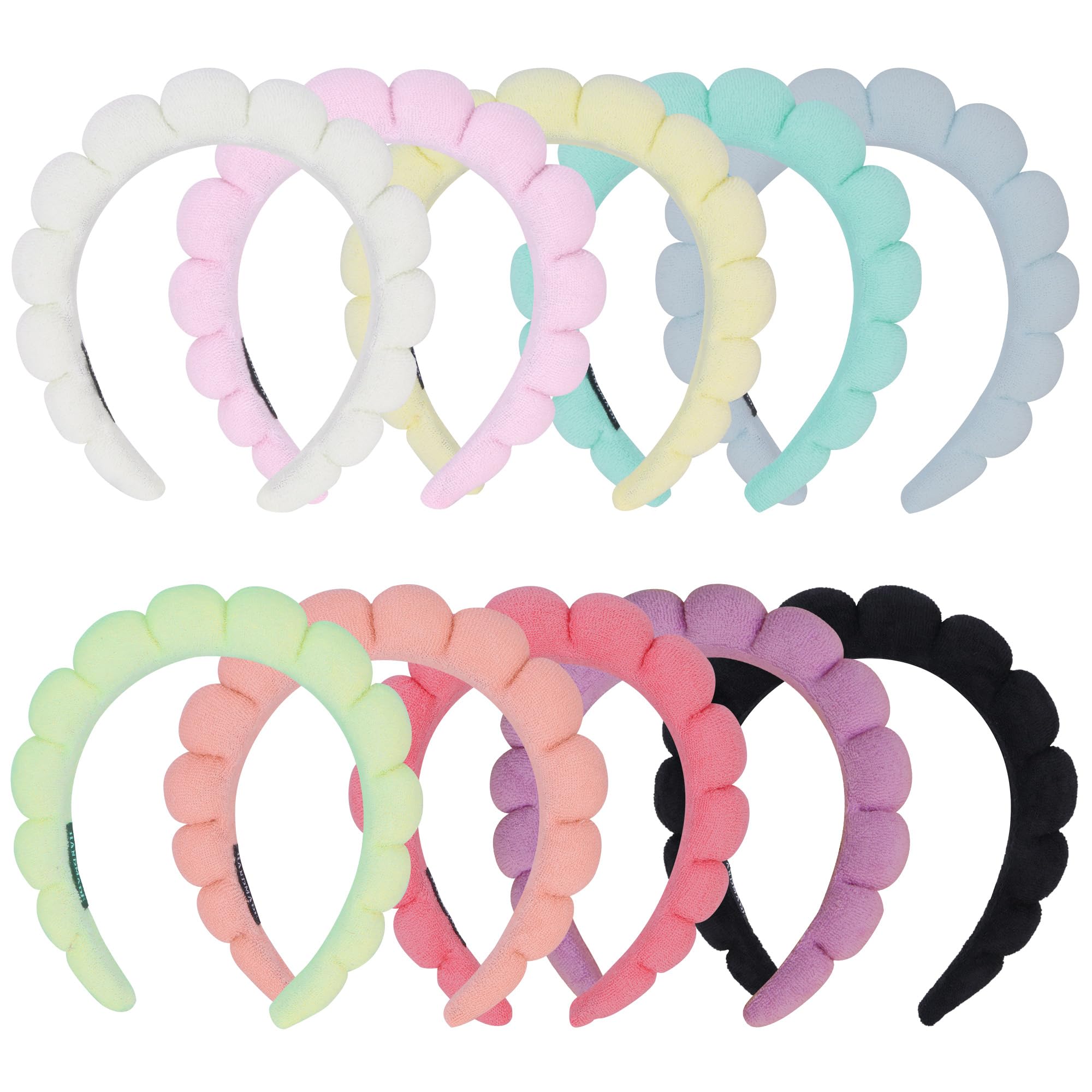 RAISEY spa headband multicolor pack close-up showing soft terry cloth for skincare